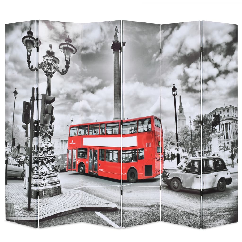 Cloison de séparation 228 x 170 cm Bus londonien Noir et blanc