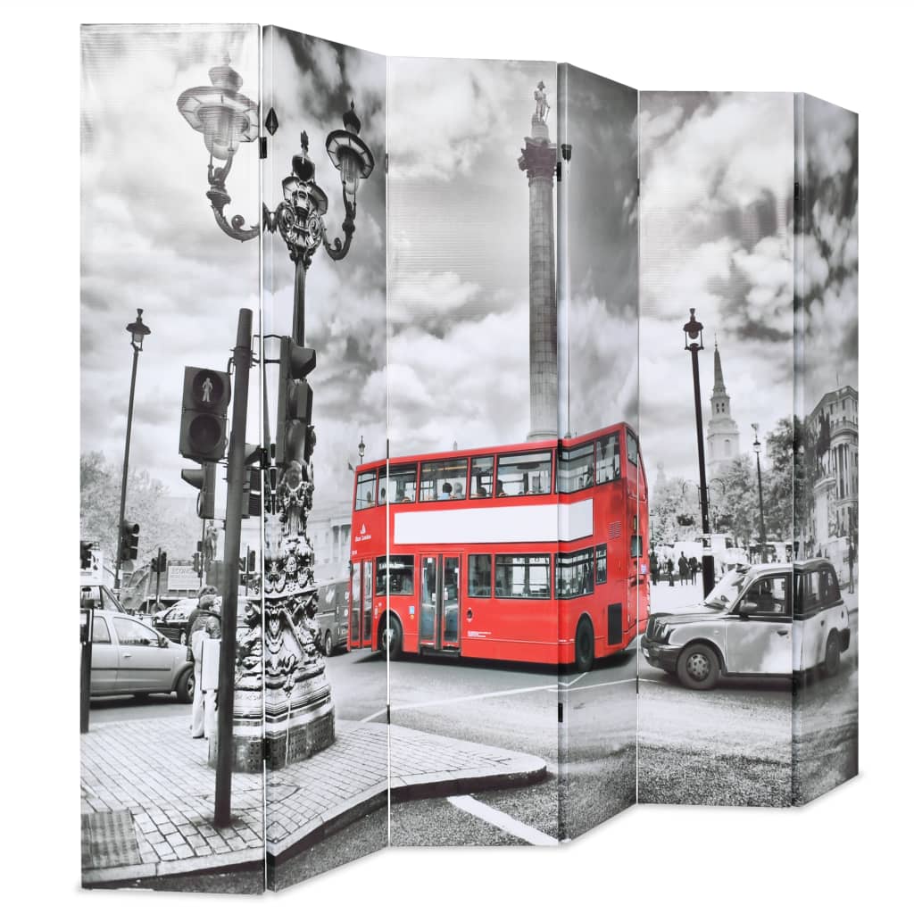 Cloison de séparation 228 x 170 cm Bus londonien Noir et blanc