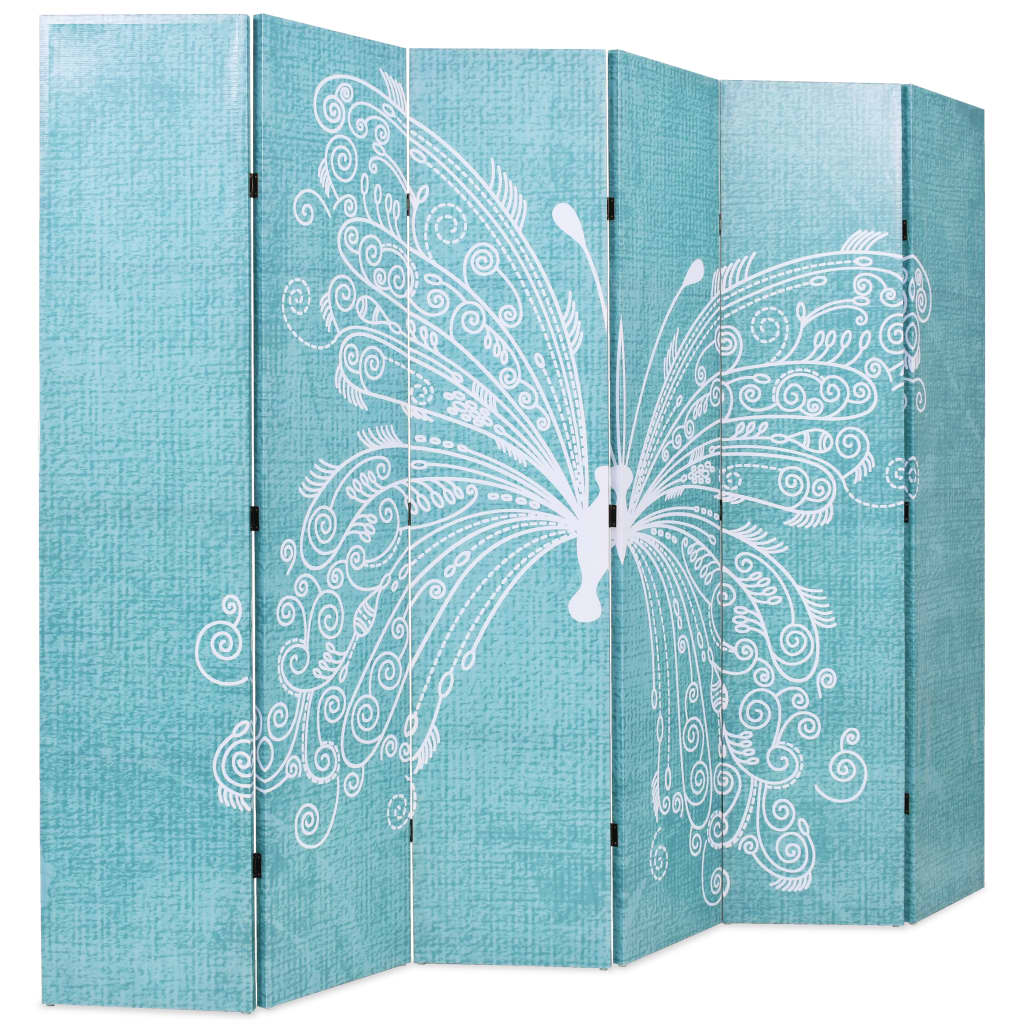 Cloison de séparation pliable 228 x 170 cm Papillon Bleu