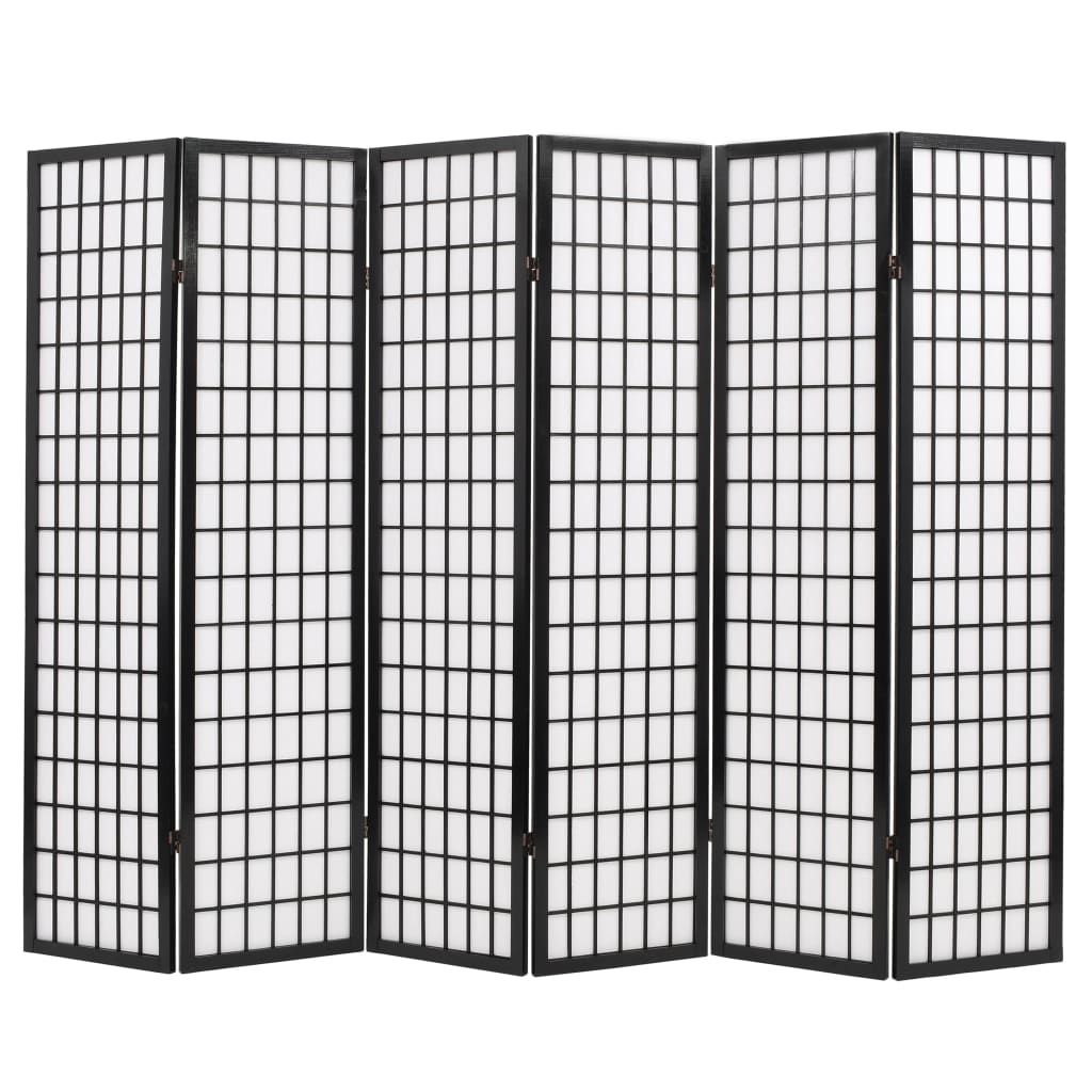 Paravent intérieur 6 panneaux Style japonais 240×170 cm Noir