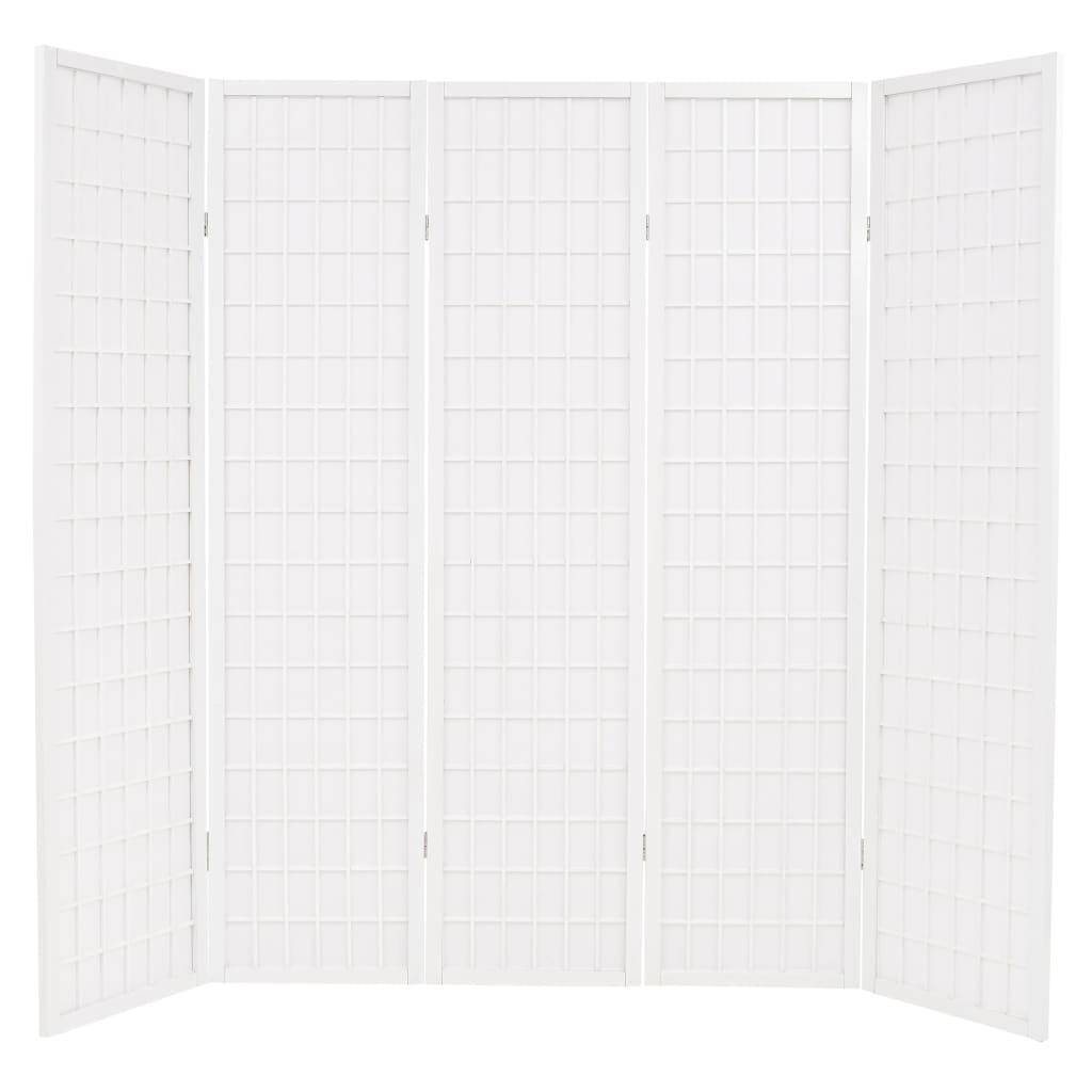 Cloison de séparation 5 panneaux Style japonais 200x170cm Blanc
