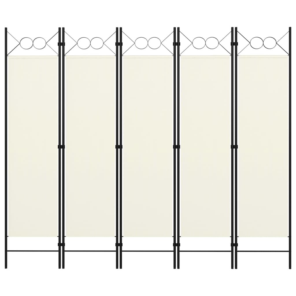 Cloison de séparation 5 panneaux Blanc crème 200×180 cm