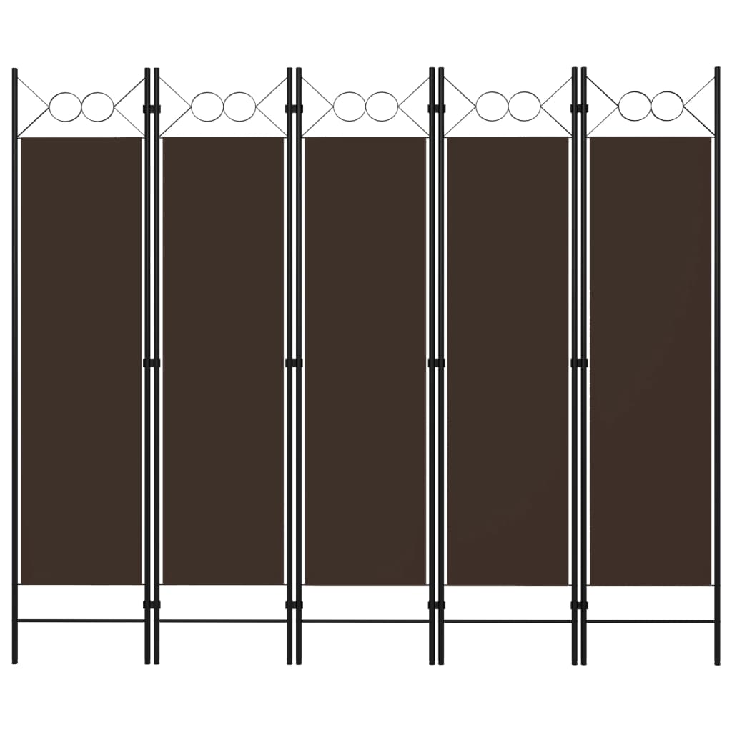 Cloison de séparation 5 panneaux Marron 200×180 cm