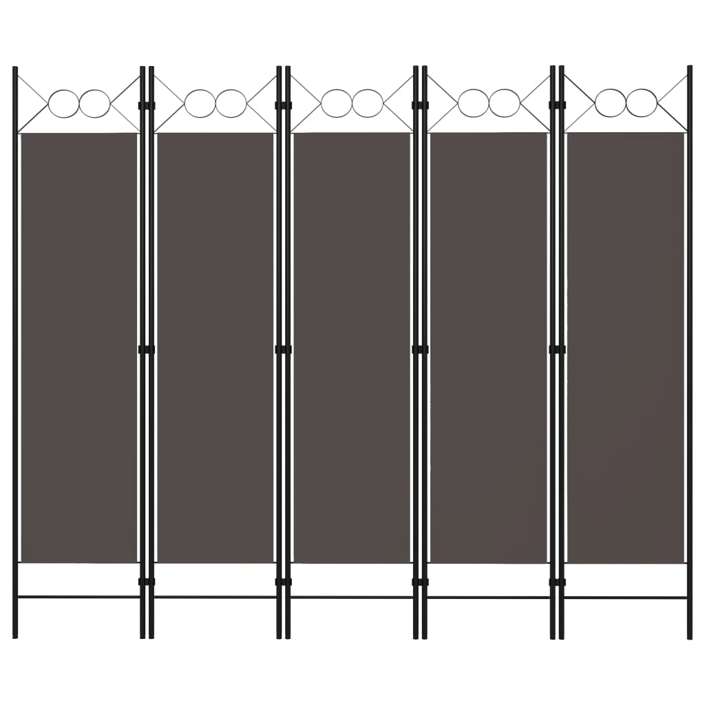 Cloison de séparation 5 panneaux Anthracite 200×180 cm