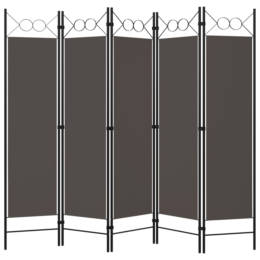 Cloison de séparation 5 panneaux Anthracite 200×180 cm