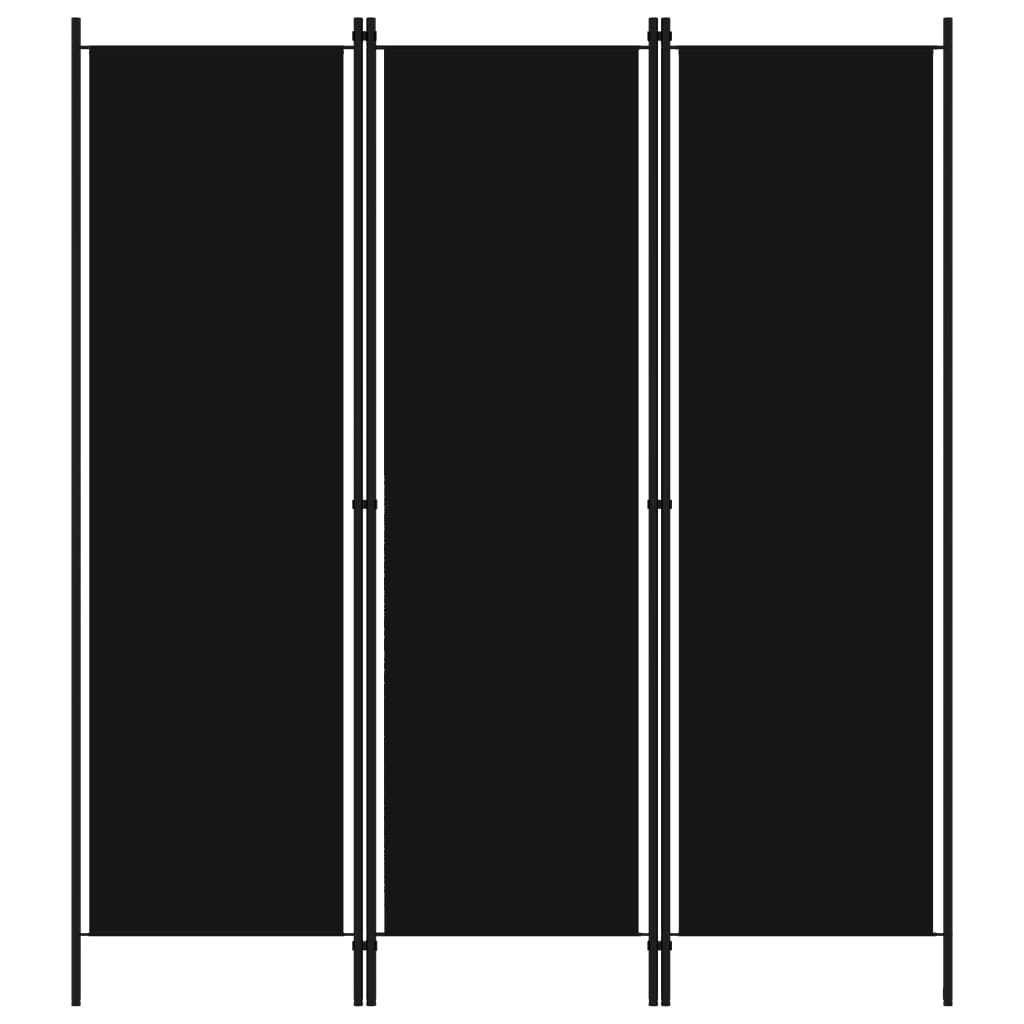 Cloison de séparation 3 panneaux Noir 150×180 cm
