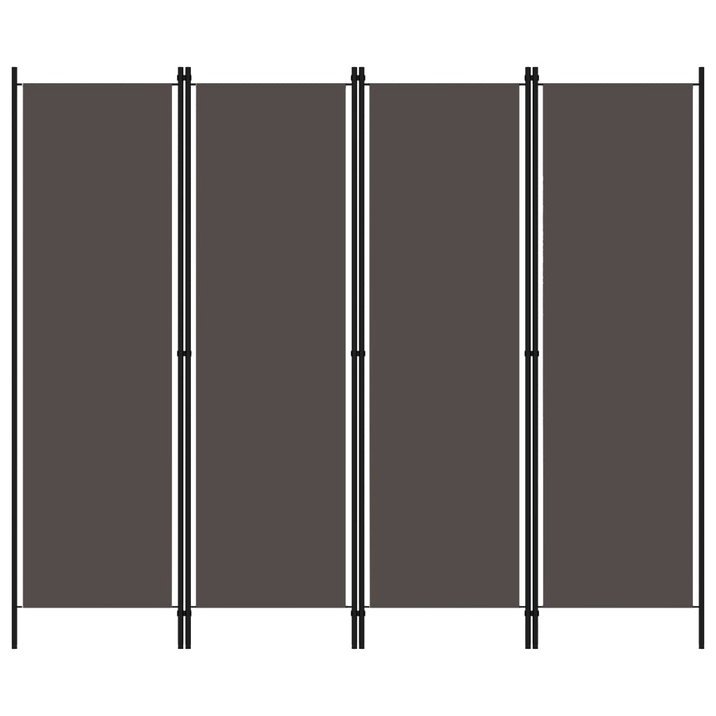 Cloison de séparation 4 panneaux Anthracite 200×180 cm