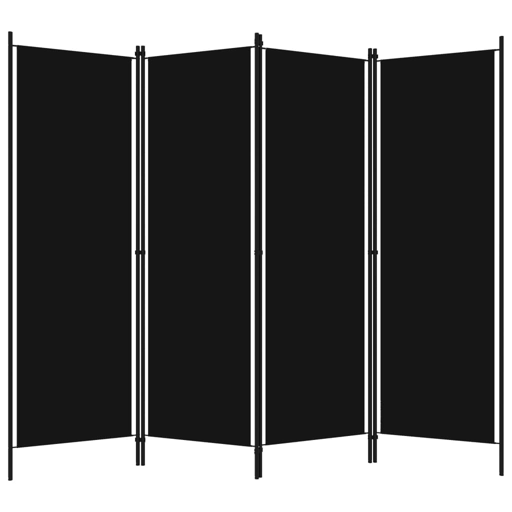 Cloison de séparation 4 panneaux Noir 200×180 cm