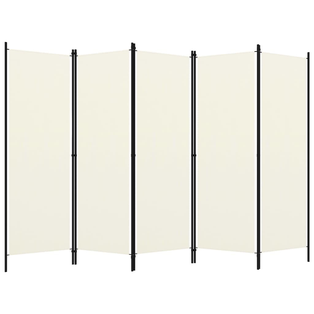 Cloison de séparation 5 panneaux Blanc crème 250×180 cm