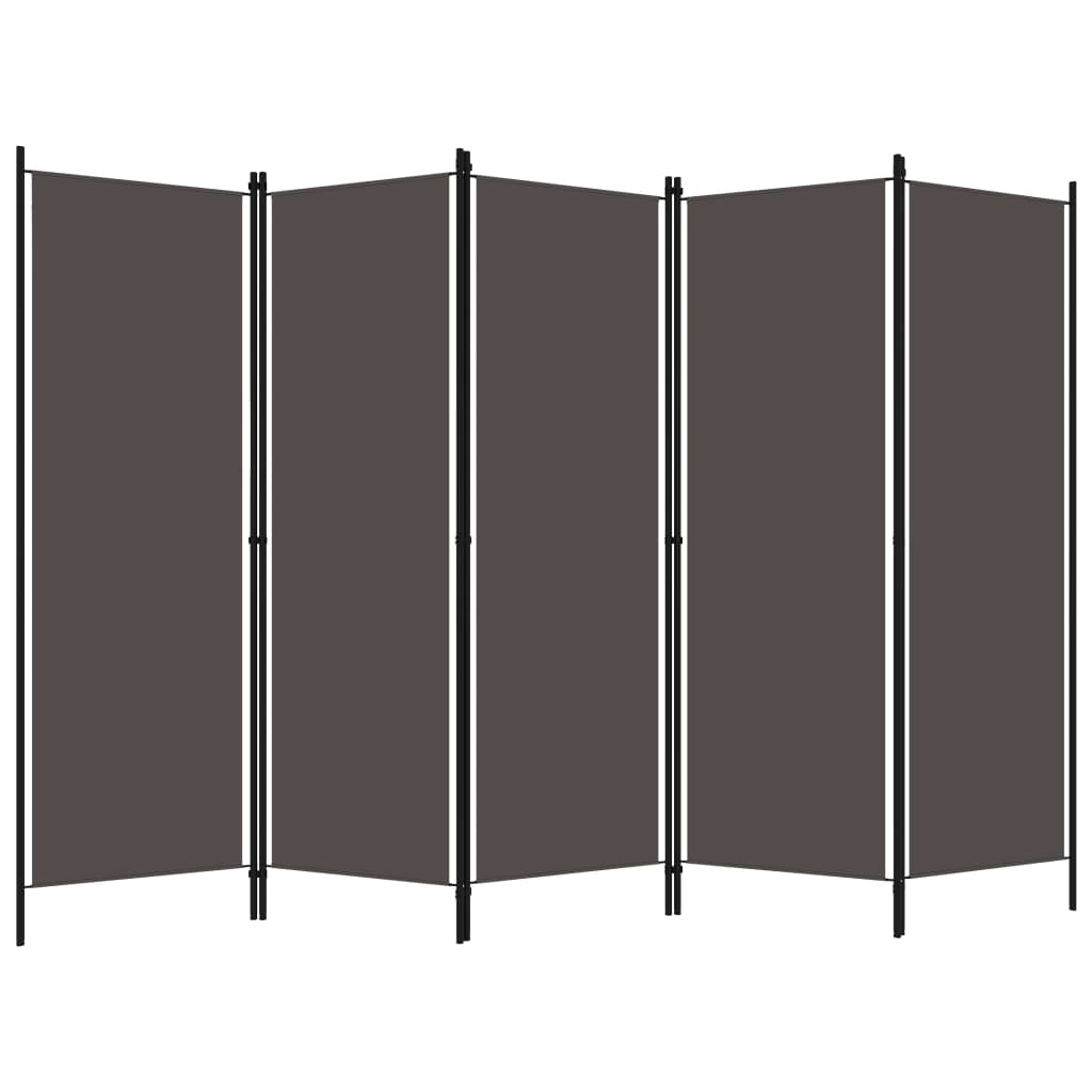 Cloison de séparation 5 panneaux Anthtracite 250×180 cm