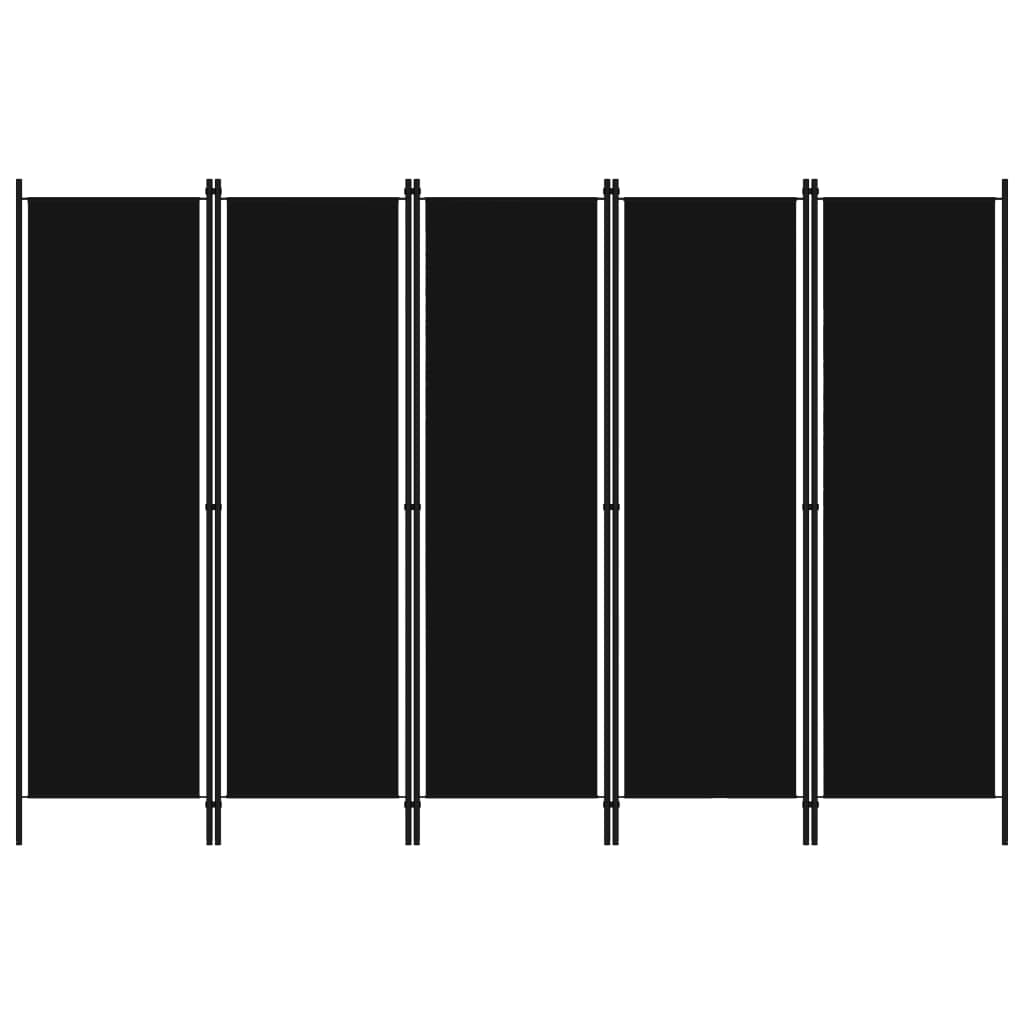 Paravent intérieur 5 panneaux Noir 250×180 cm