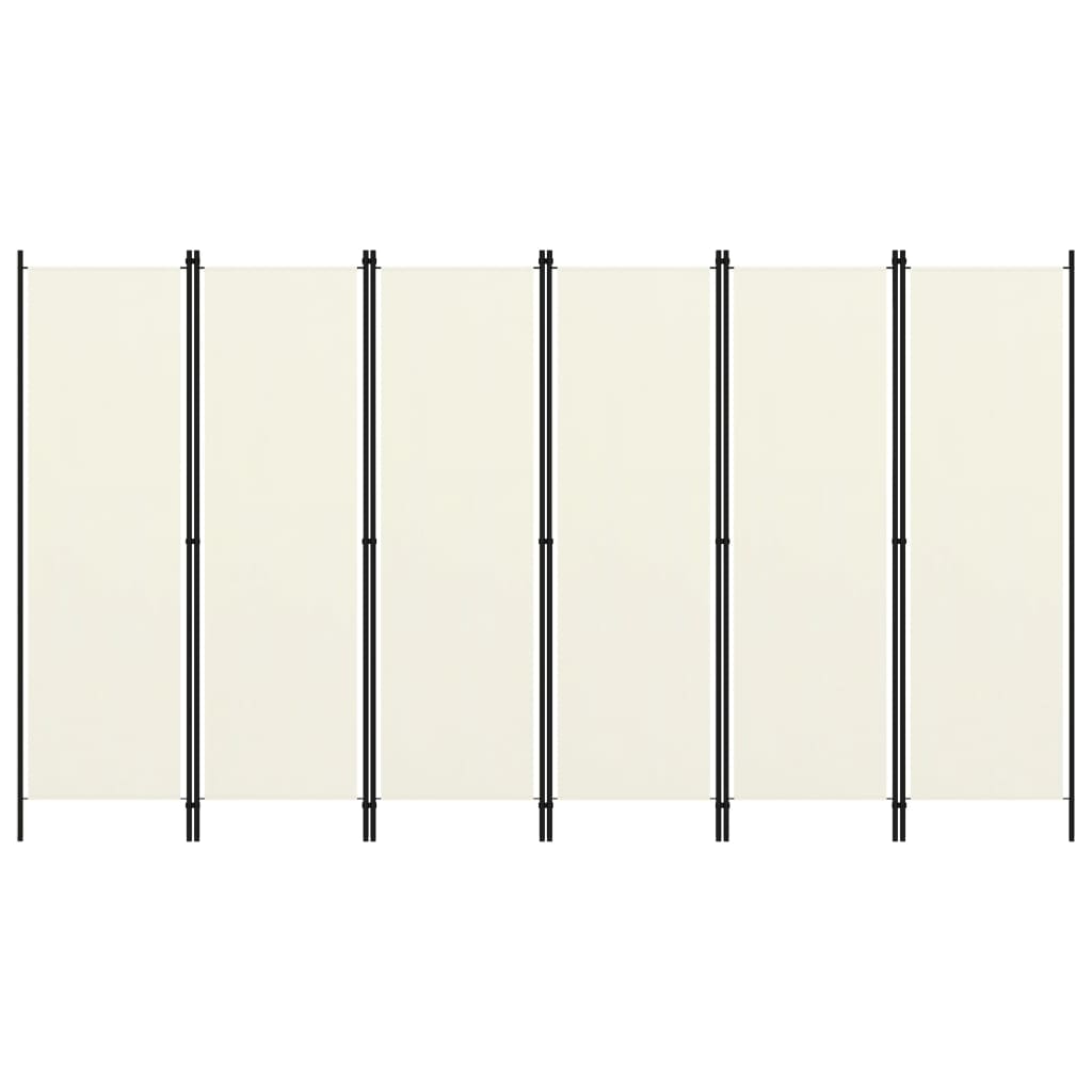 Cloison de séparation 6 panneaux Blanc crème 300×180 cm