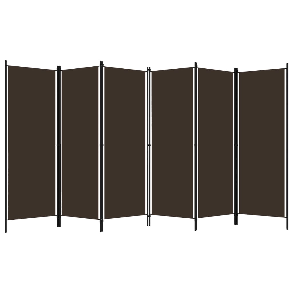 Cloison de séparation 6 panneaux Marron 300×180 cm