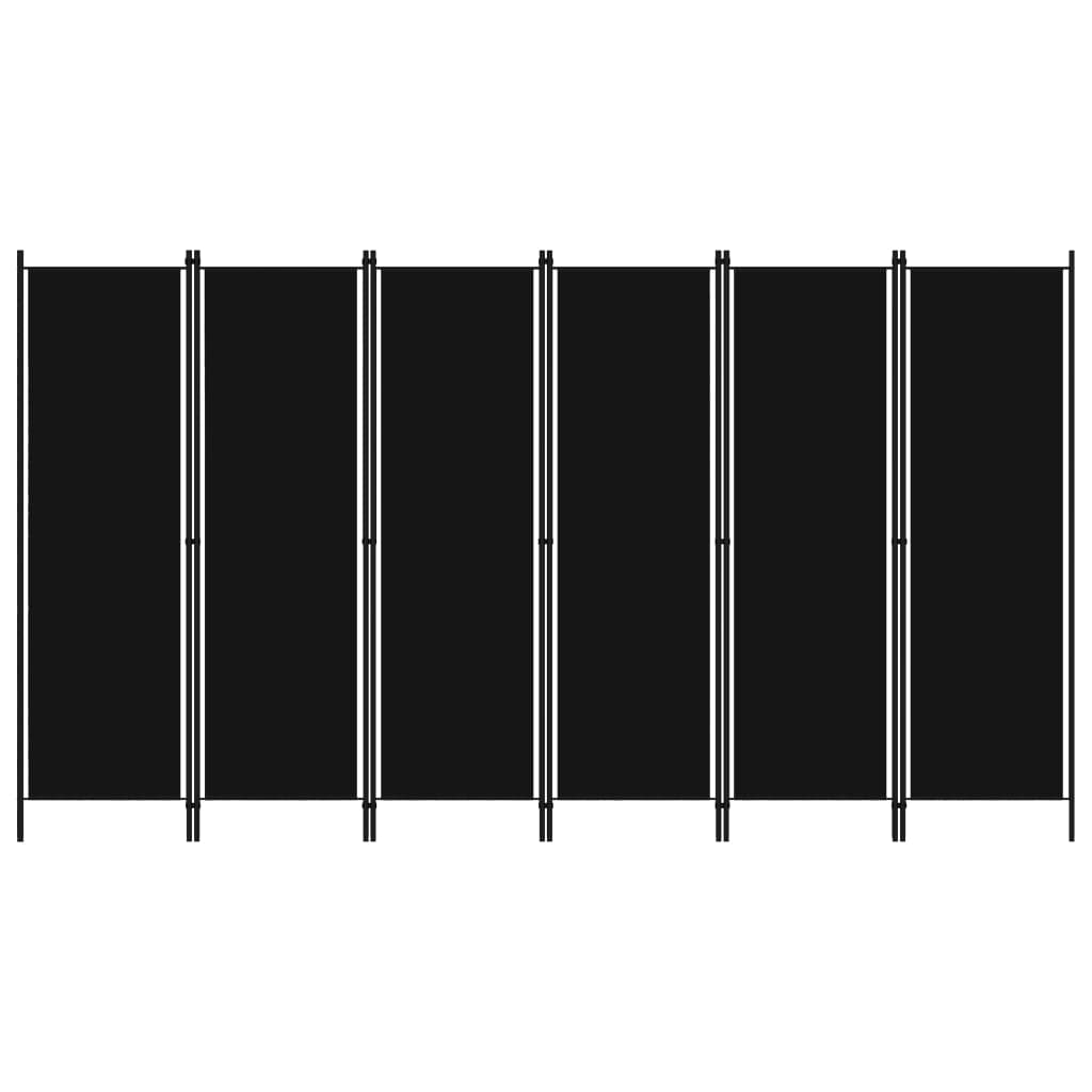 Cloison de séparation 6 panneaux Noir 300×180 cm