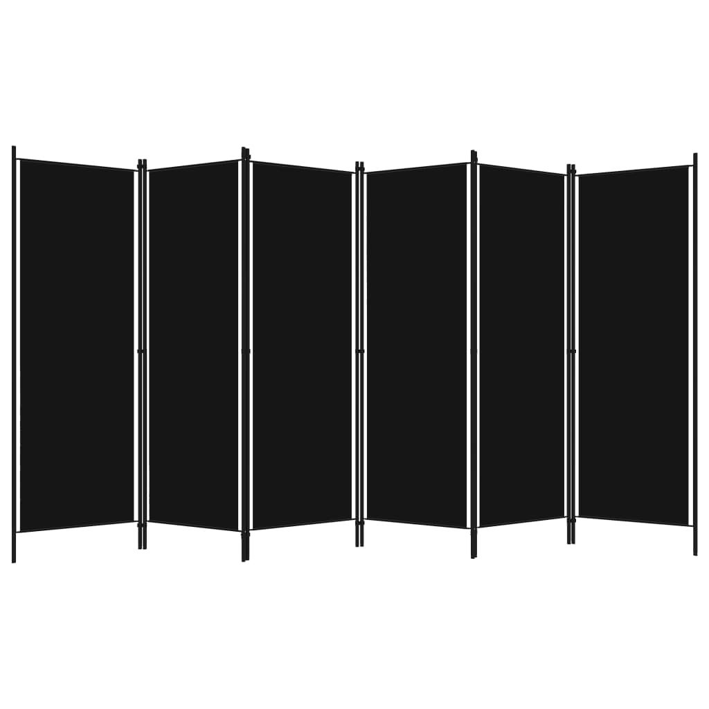 Cloison de séparation 6 panneaux Noir 300×180 cm