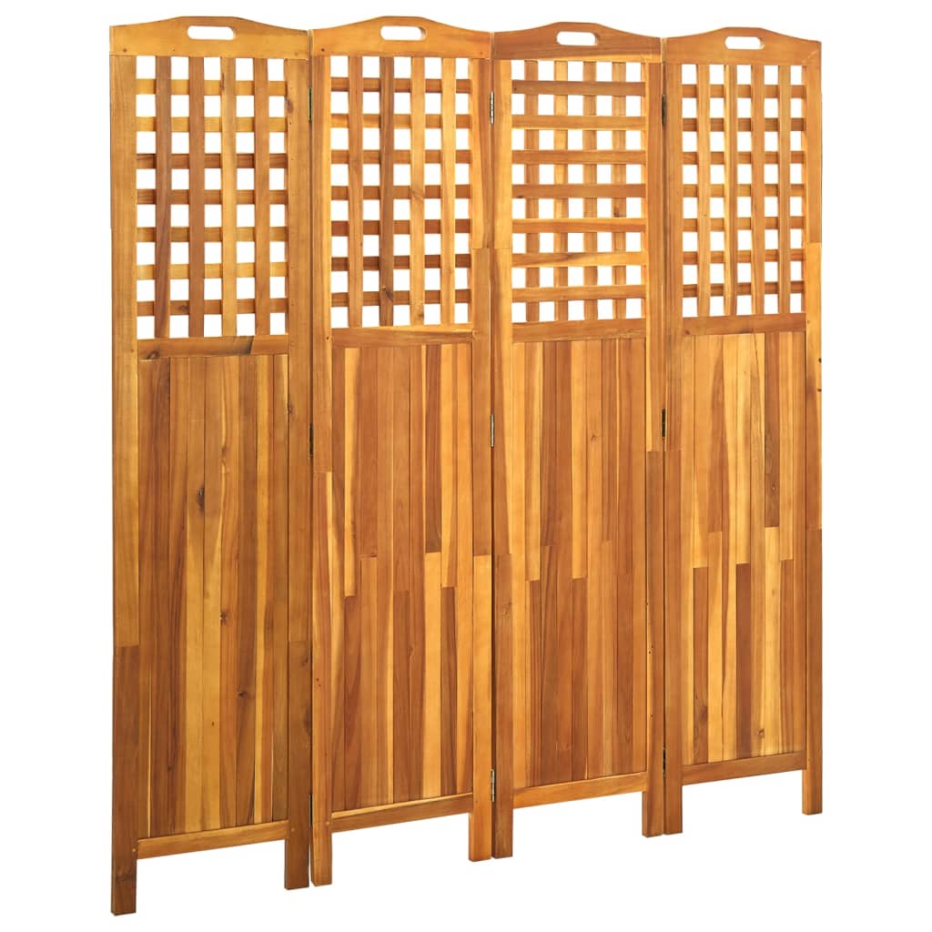 Cloison de séparation 4 panneaux 161x2x170 cm Bois d’acacia