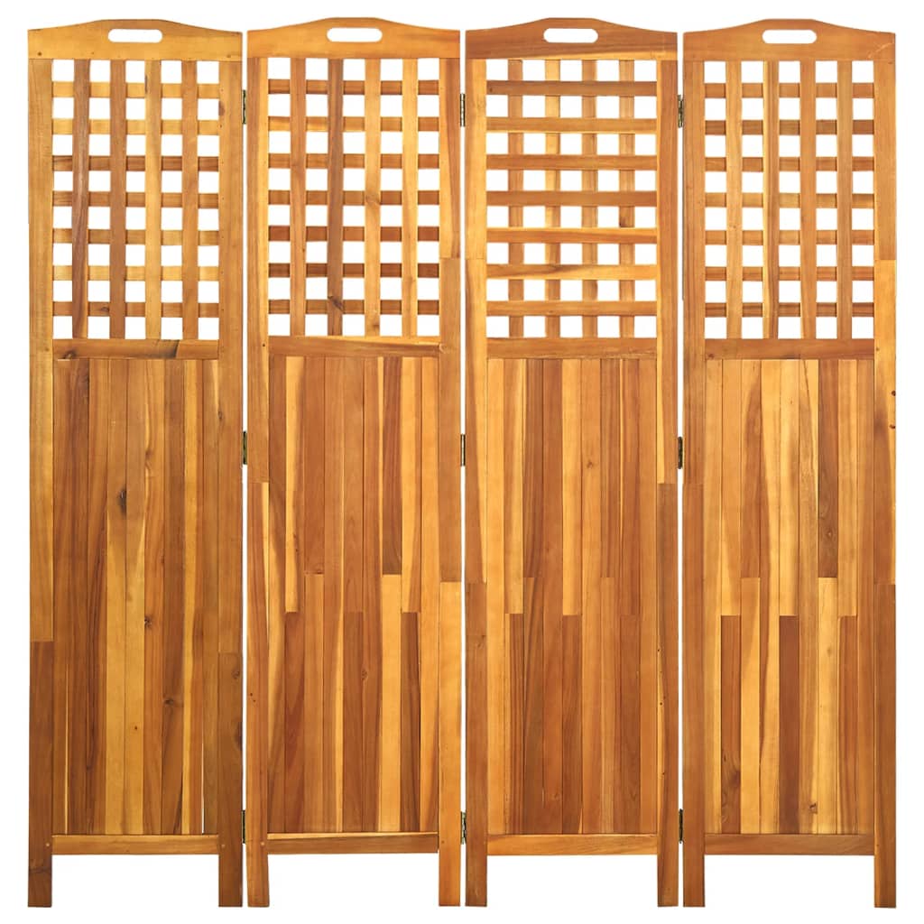 Cloison de séparation 4 panneaux 161x2x170 cm Bois d’acacia