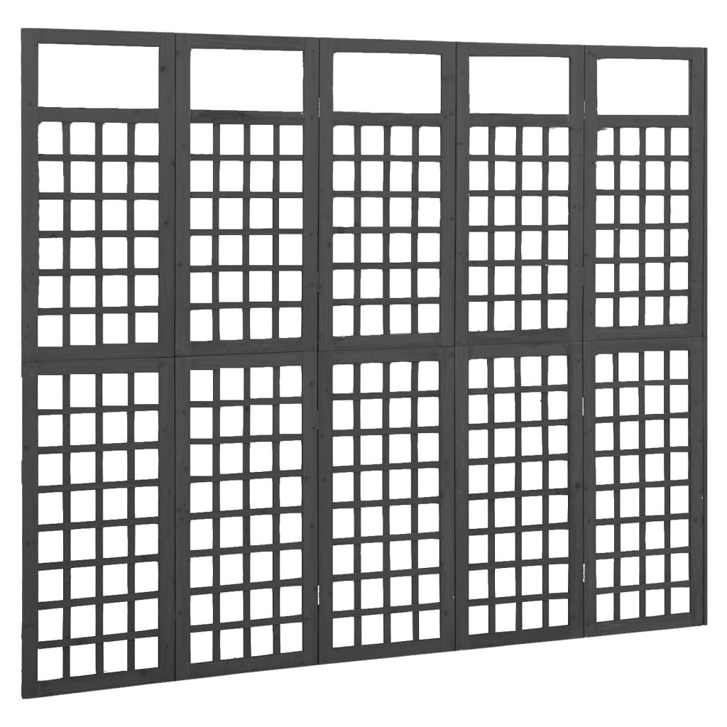 Cloison de séparation à 5 panneaux Bois de pin Noir 201,5x180cm