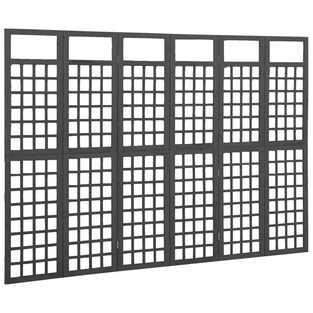 Cloison de séparation à 6 panneaux Bois de pin Noir 242,5x180cm