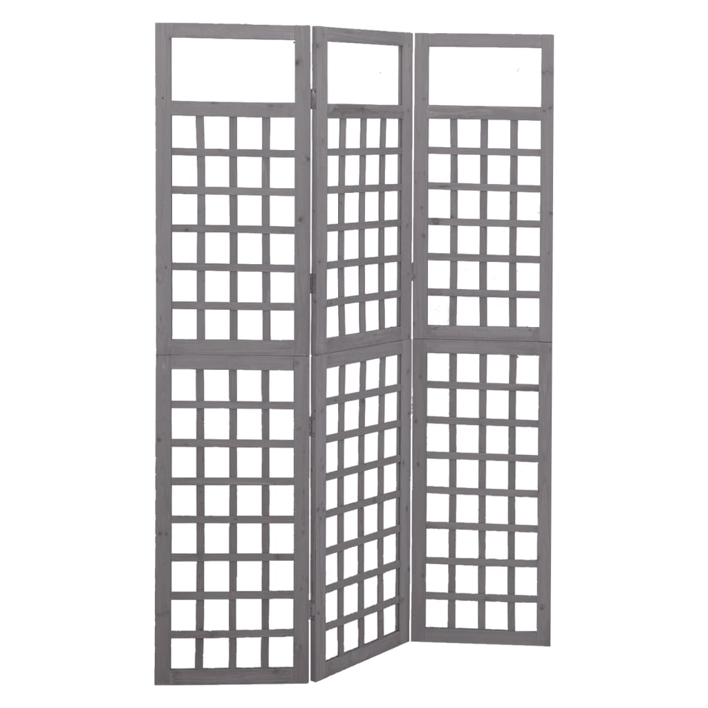 Cloison de séparation à 3 panneaux Bois de pin Gris 121×180 cm