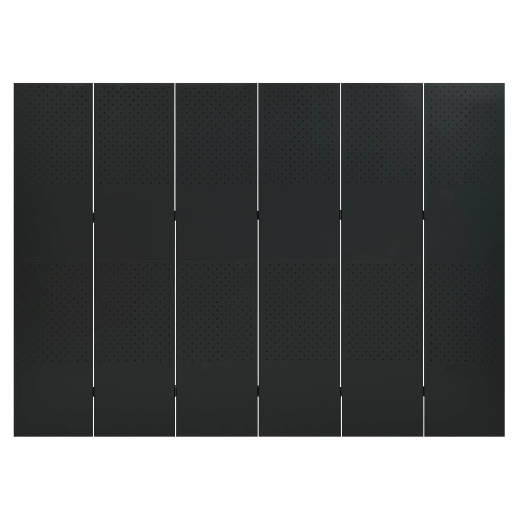 Cloison de séparation 6 panneaux Noir 240×180 cm Acier