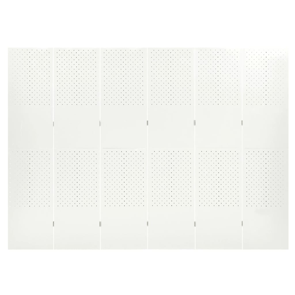 Cloison de séparation 6 panneaux Blanc 240×180 cm Acier