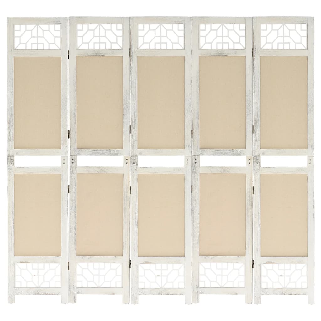 Paravent intérieur 5 panneaux Crème 175×165 cm Tissu