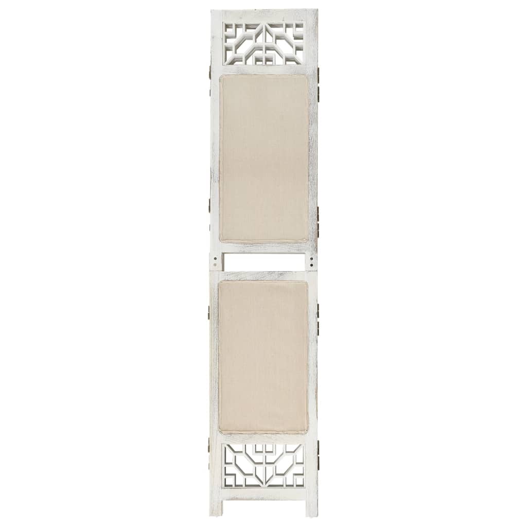 Cloison de séparation 6 panneaux Crème 210×165 cm Tissu