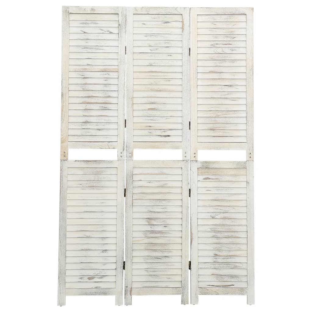 Cloison de séparation 3 panneaux Blanc antique 105×165 cm Bois