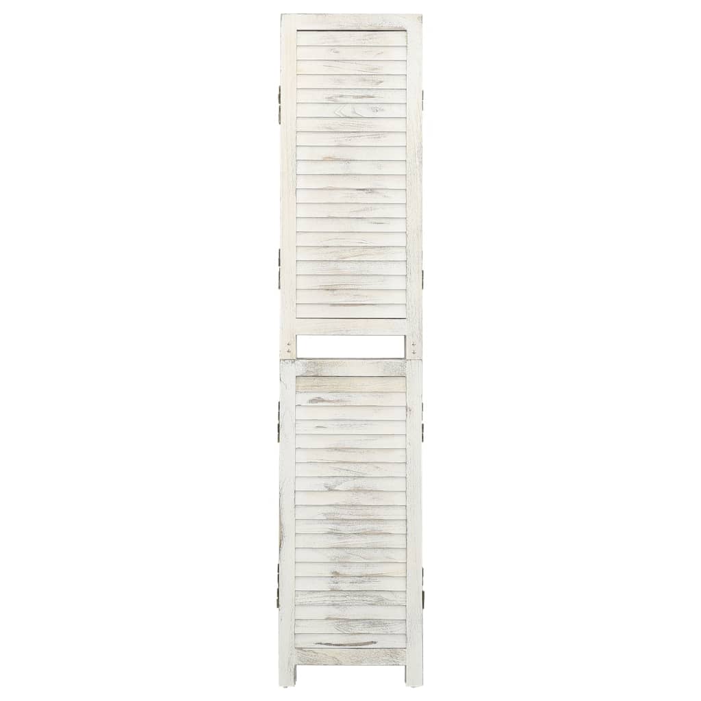 Cloison de séparation 4 panneaux Blanc antique 140×165 cm Bois