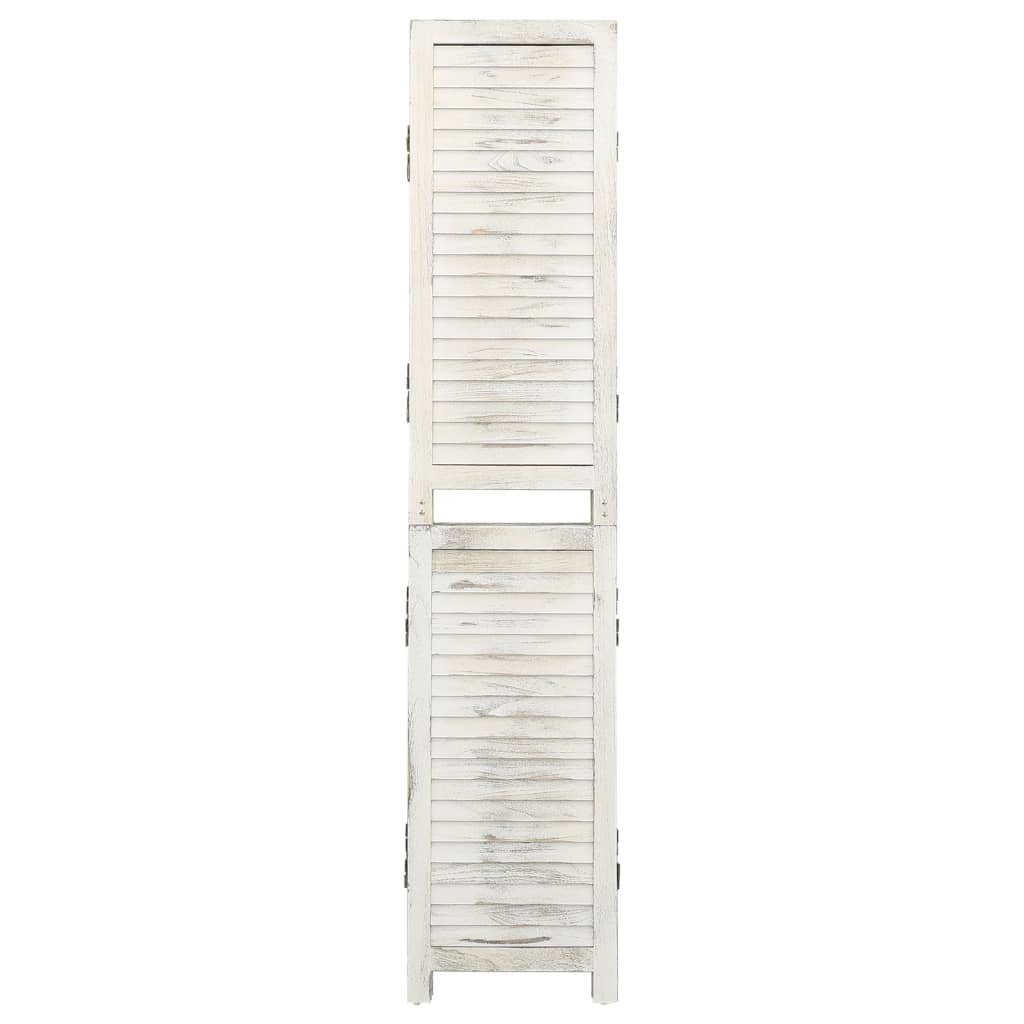 Cloison de séparation 6 panneaux Blanc antique 215×166 cm Bois