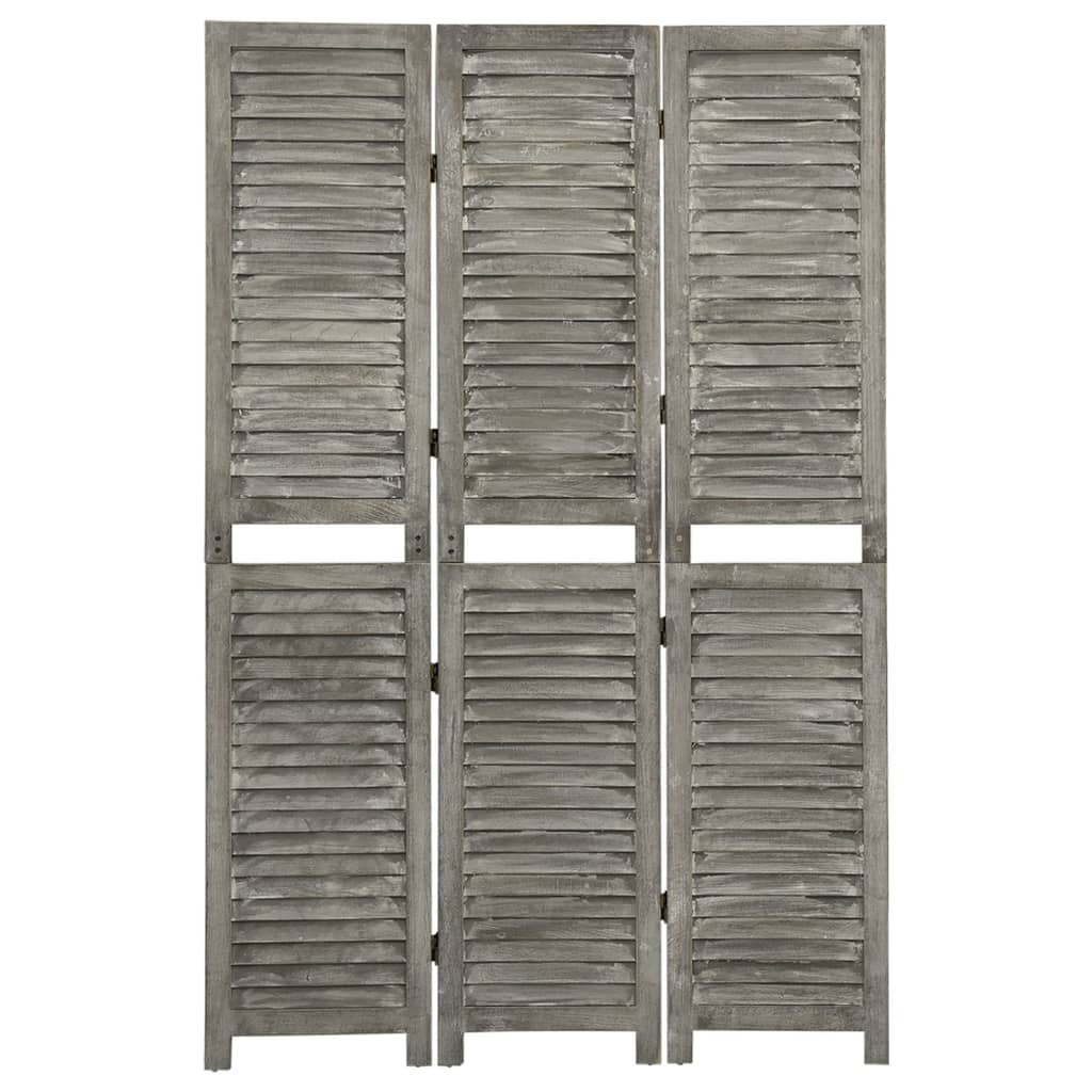 Cloison de séparation 3 panneaux Gris 106,5×166 cm Bois solide