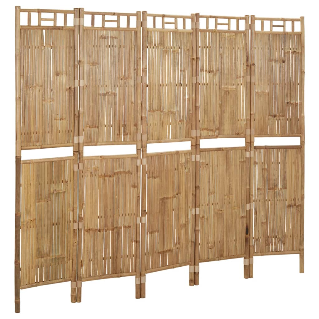 Paravent intérieur 5 panneaux Bambou 200×180 cm