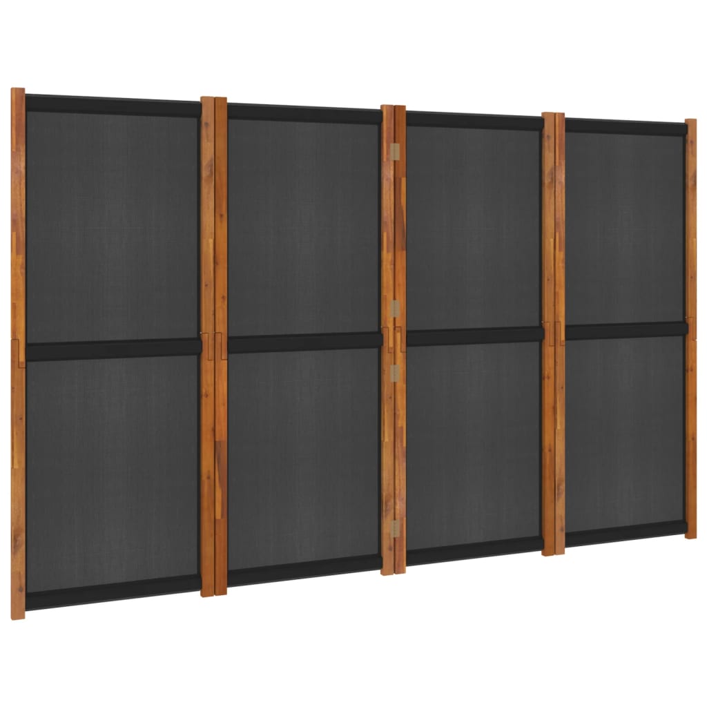 Cloison de séparation 4 panneaux Noir 280×180 cm