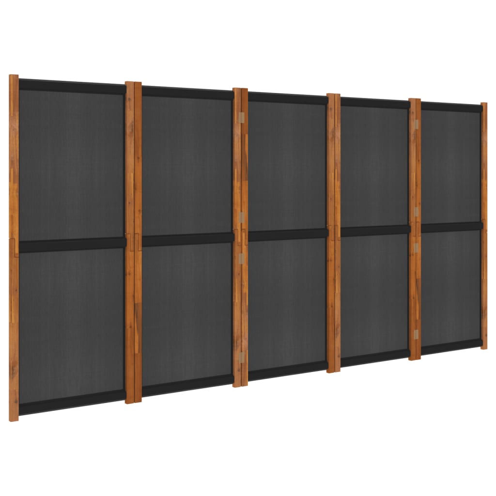 Paravent intérieur 5 panneaux Noir 350×180 cm