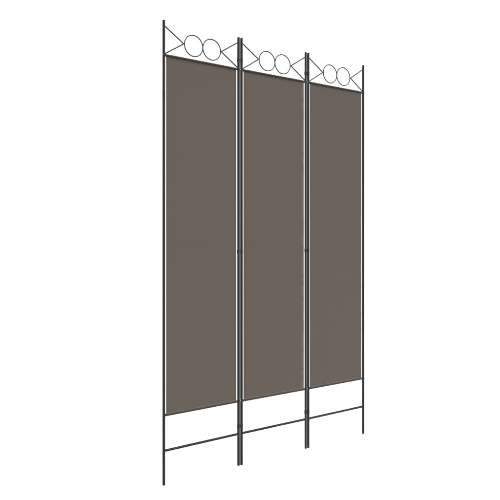 Cloison de séparation 3 panneaux Anthracite 120×200 cm Tissu