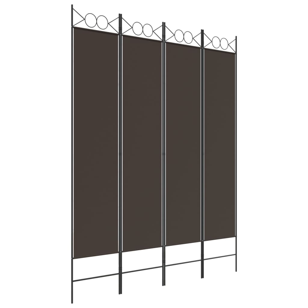 Cloison de séparation 4 panneaux Marron 160×200 cm Tissu