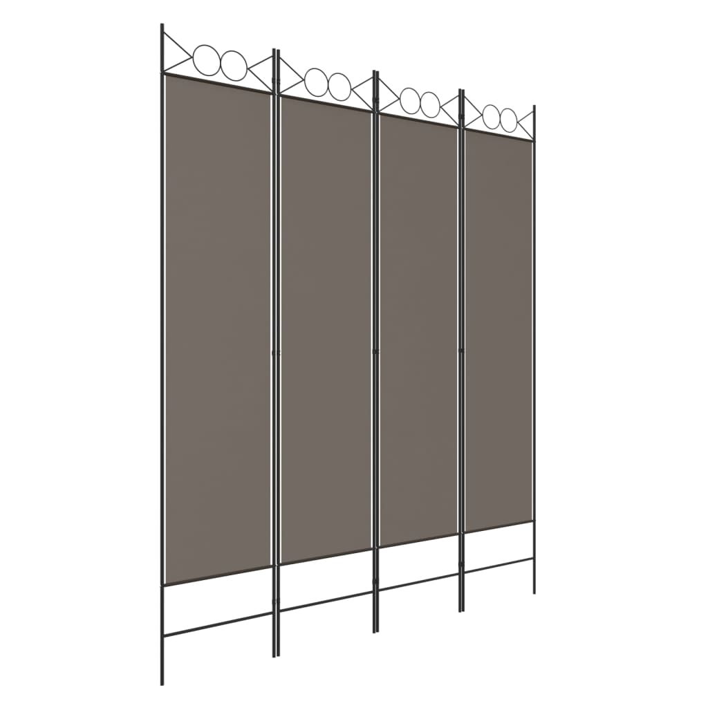 Cloison de séparation 4 panneaux Anthracite 160×200 cm Tissu