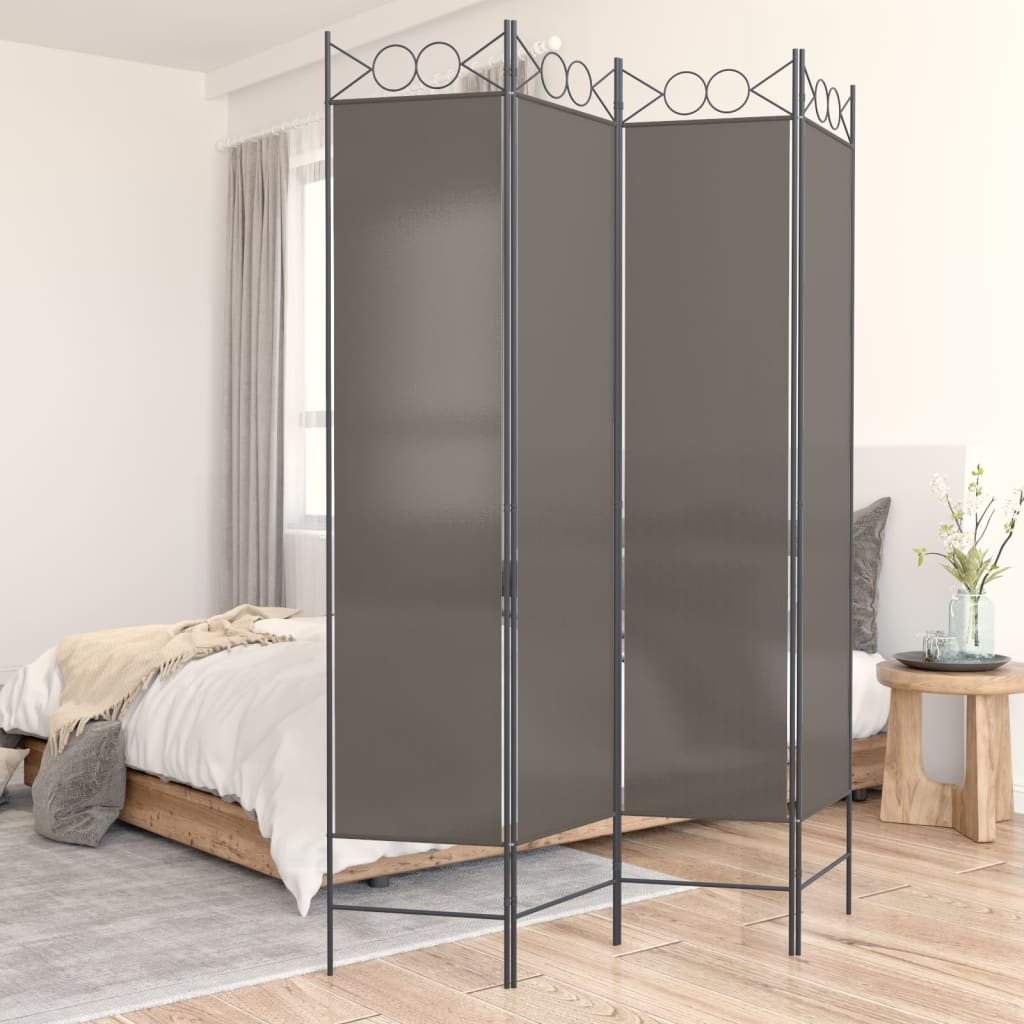 Cloison de séparation 4 panneaux Anthracite 160×200 cm Tissu