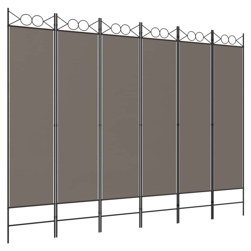 Cloison de séparation 6 panneaux Anthracite 240×200 cm Tissu