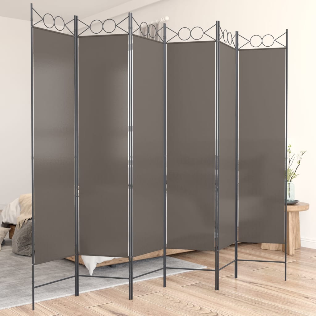 Cloison de séparation 6 panneaux Anthracite 240×200 cm Tissu