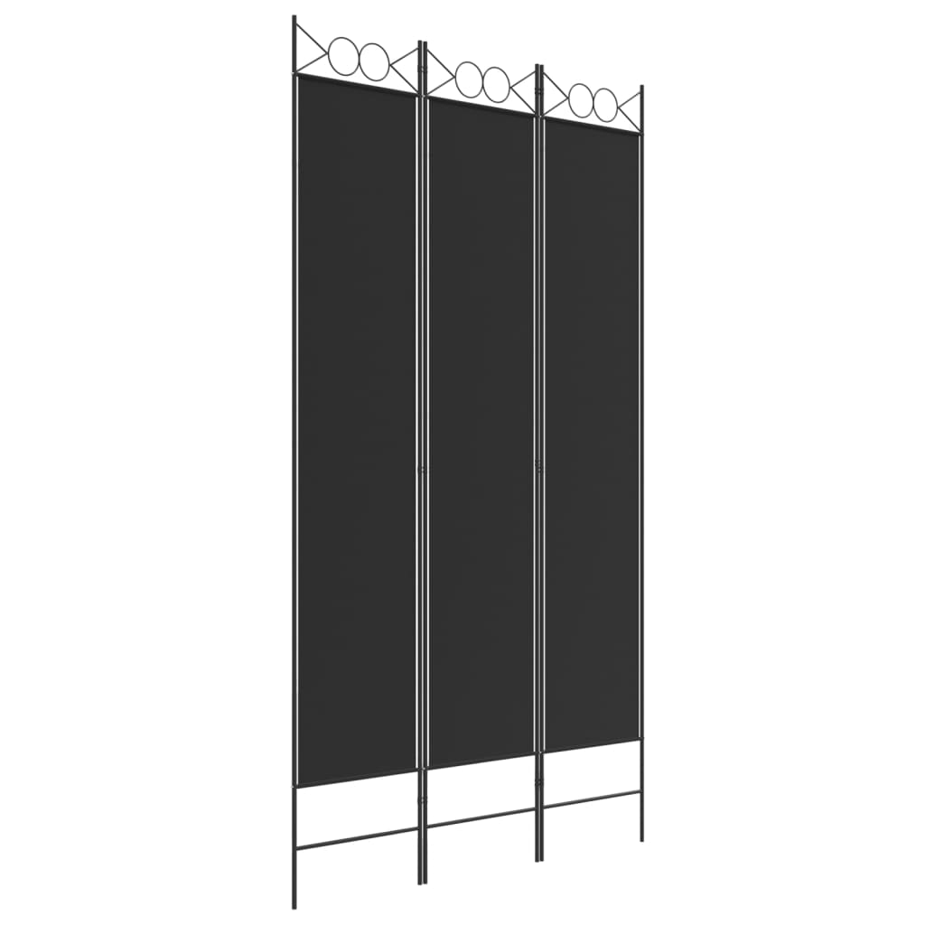 Cloison de séparation 3 panneaux Noir 120×220 cm Tissu