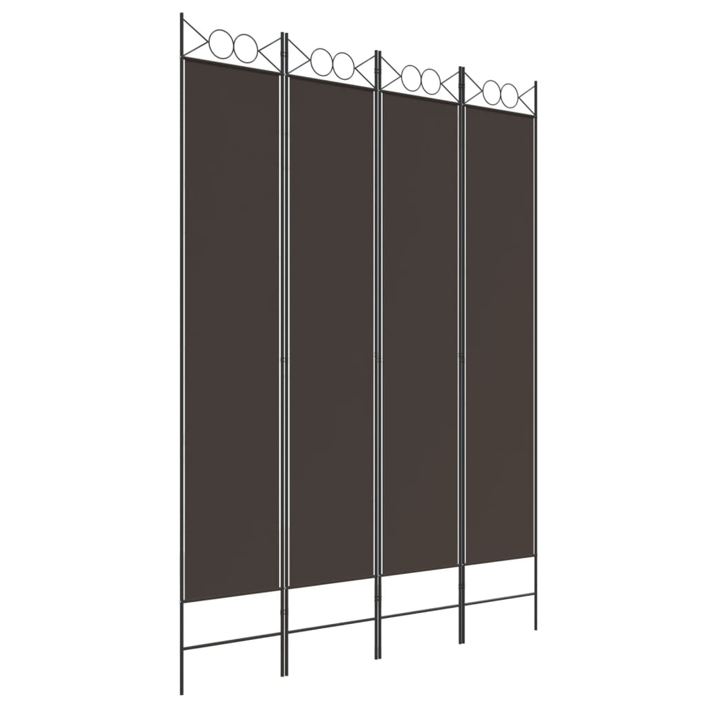 Cloison de séparation 4 panneaux Marron 160×220 cm Tissu