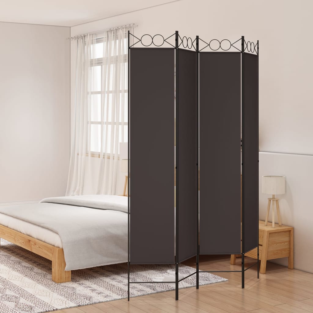 Cloison de séparation 4 panneaux Marron 160×220 cm Tissu