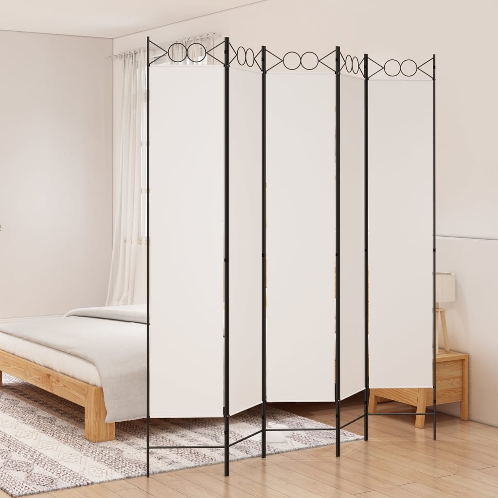 Cloison de séparation 5 panneaux Blanc 200×220 cm Tissu