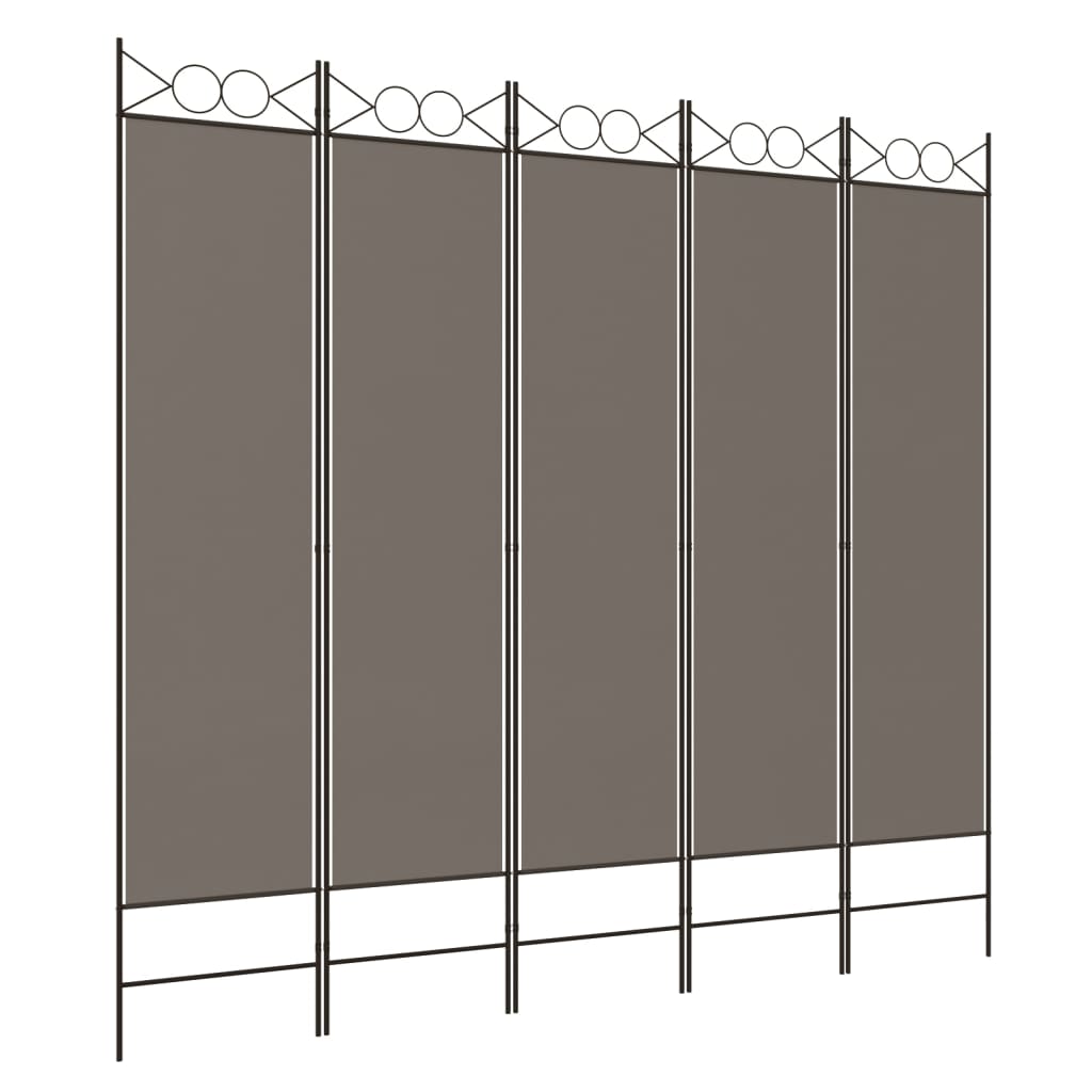 Cloison de séparation 5 panneaux Anthracite 200×220 cm Tissu