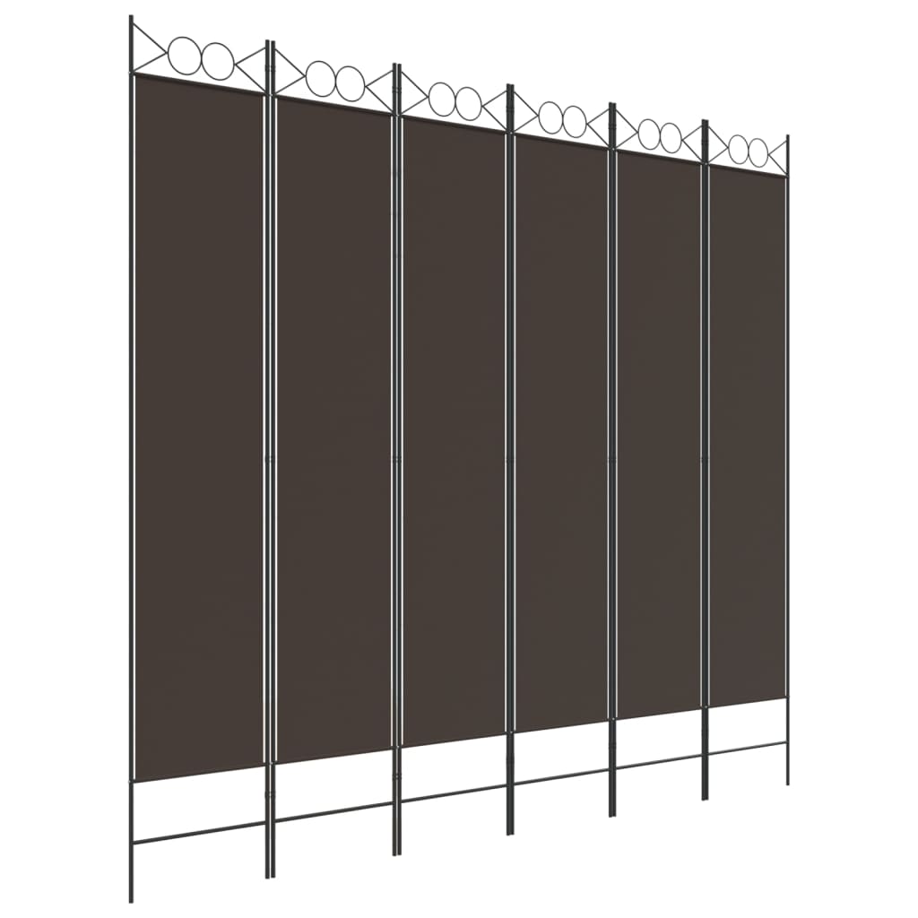 Cloison de séparation 6 panneaux Marron 240×220 cm Tissu