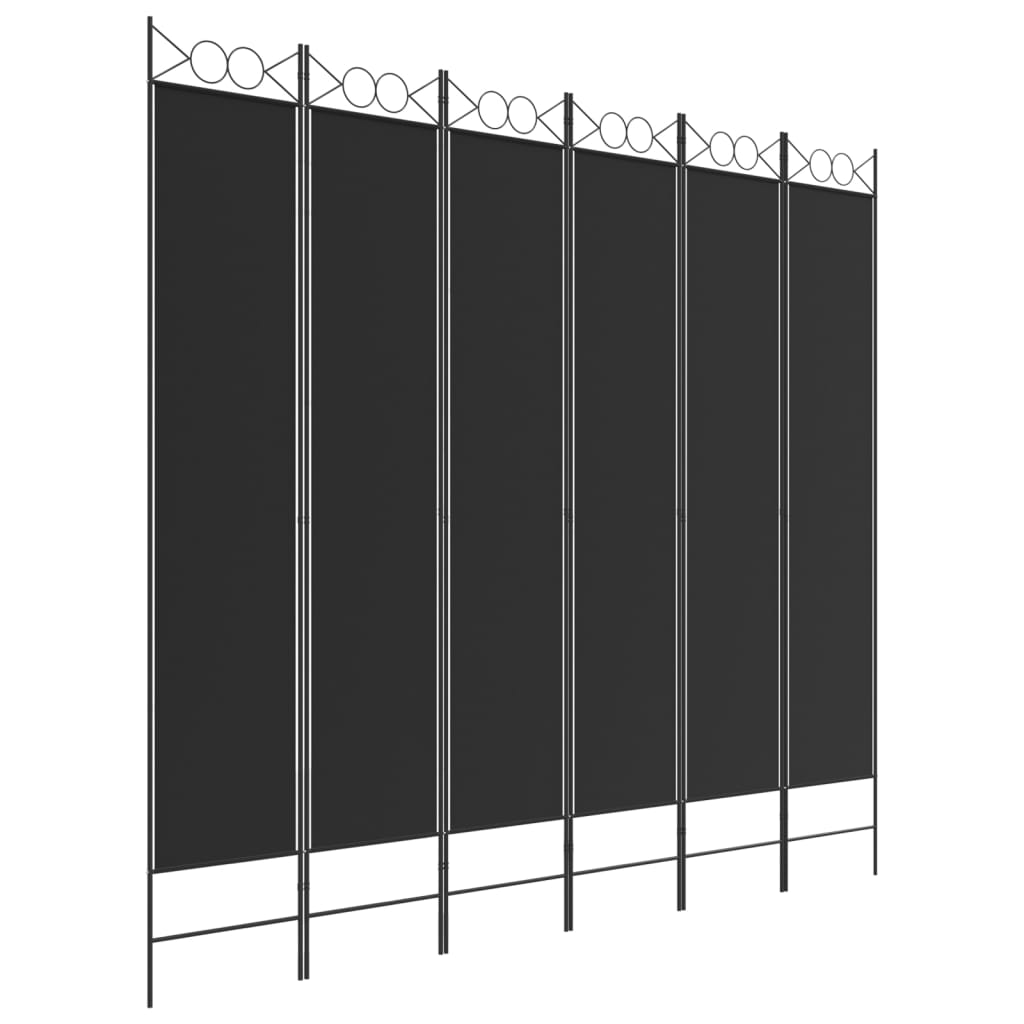 Cloison de séparation 6 panneaux Noir 240×220 cm Tissu