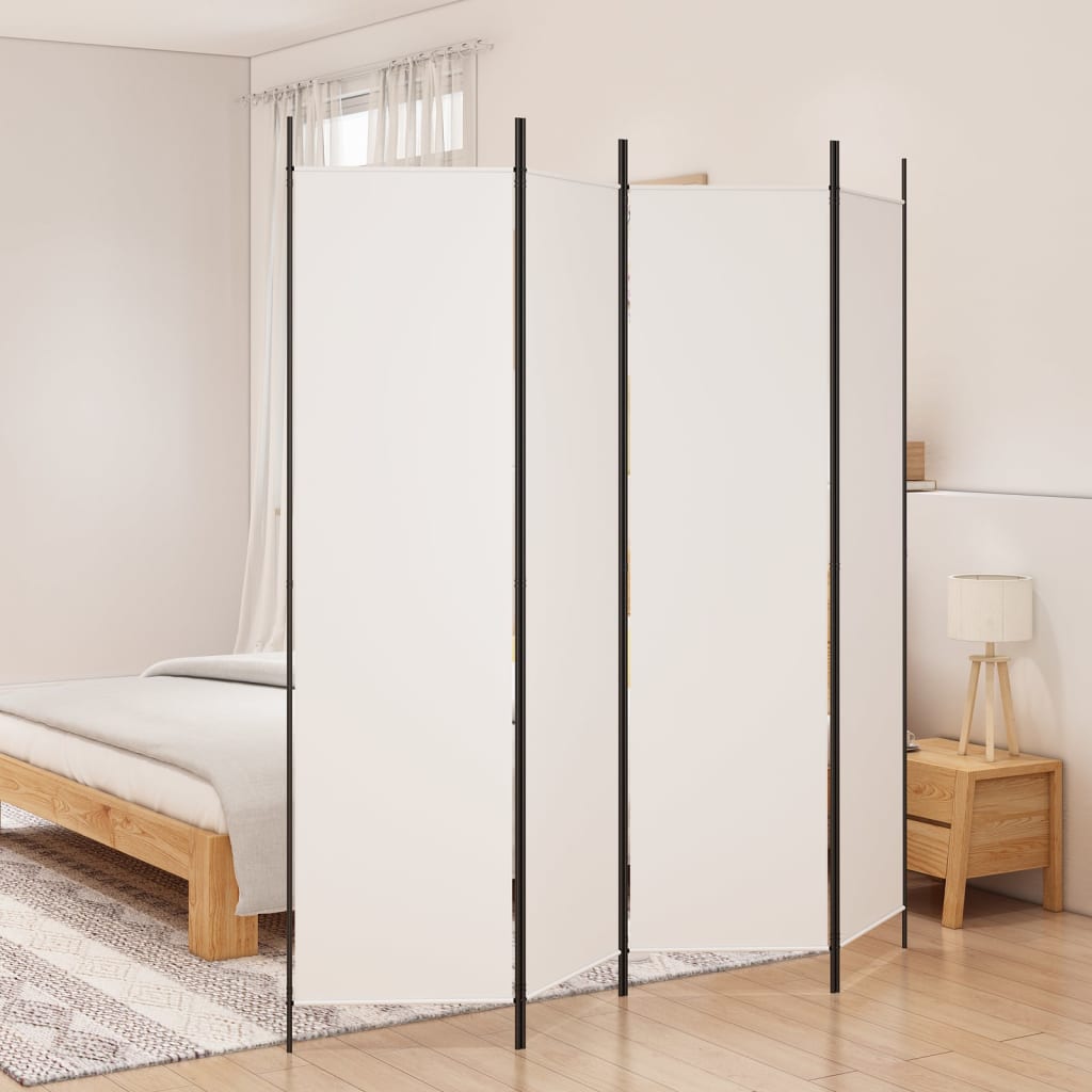 Cloison de séparation 4 panneaux Blanc 200×200 cm Tissu