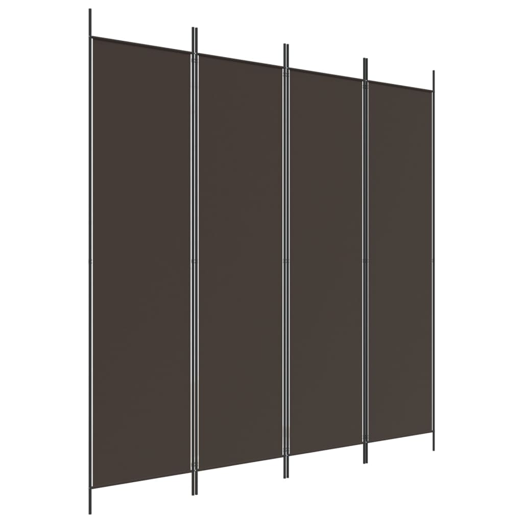 Cloison de séparation 4 panneaux Marron 200×200 cm Tissu